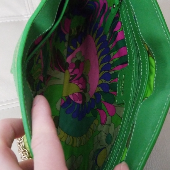 Kate Spade lime green handbag with gold chain - Picture 4 of 5